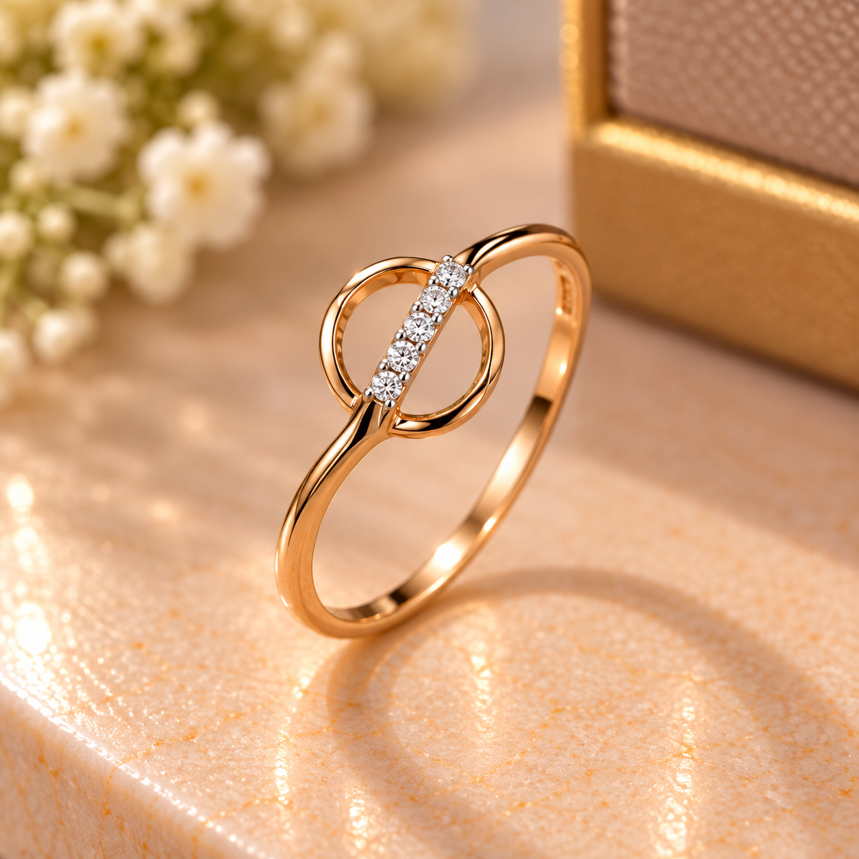 Rose-Gold Diamond Halo Ring